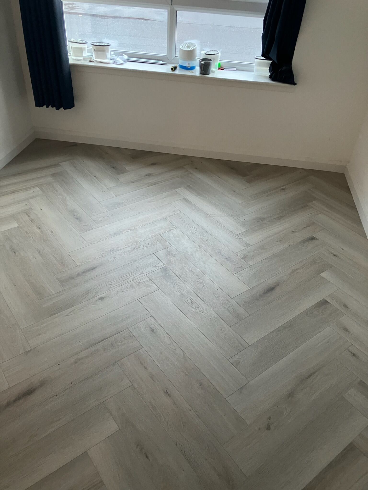 Herringbone LVT Bedroom Floor — Motherwell